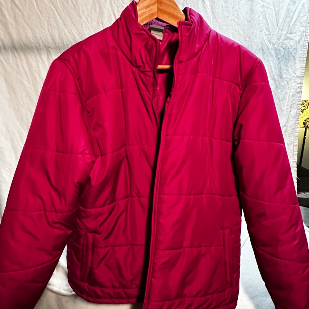 Women's Pink Puffy Champion Jacket (Petite Large)